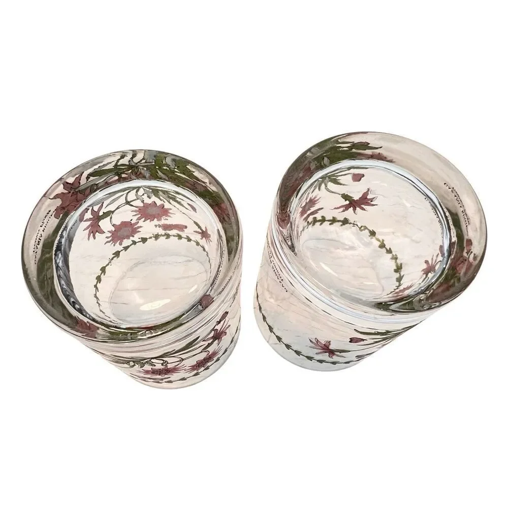 Set of 2 Portmeirion Botanic Garden Treasure Flower 12 Oz Glasses